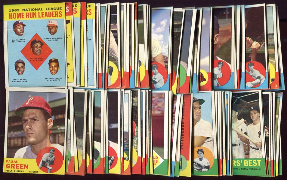 1963 Topps Lot of 205 Different Plus 58 Dupes w/HOFers