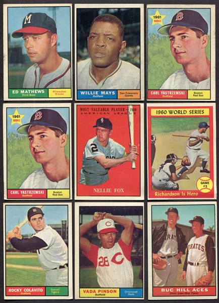 1961 Topps Lot of 50 Assorted VG to EX Cards With Stars