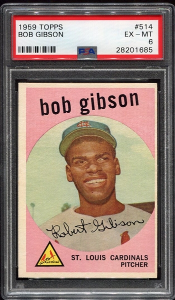 1959 Topps #514 Bob Gibson Rookie Card PSA 6