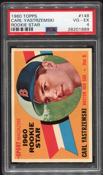 1960 Topps #148 Carl Yastrzemski Rookie Card PSA 4 Looks Nrmt