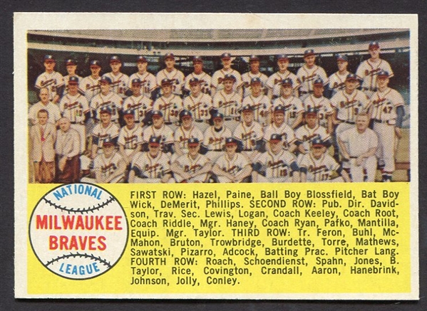 1958 Topps #377b Milwaukee Braves Numerical Checklist Exmt