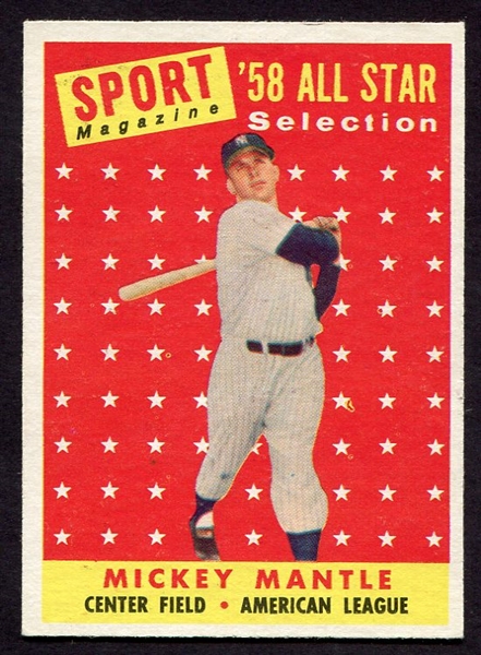 1958 Topps #487 Mickey Mantle All-Star Exmt
