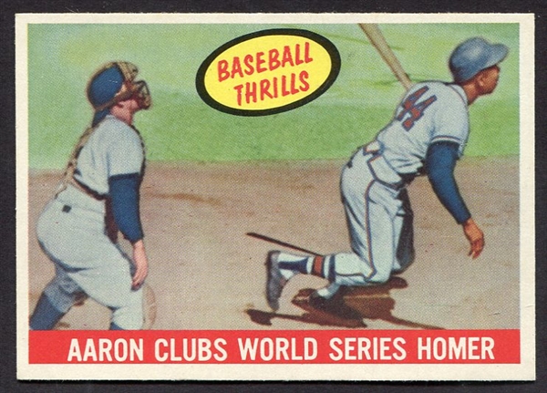 1959 Topps #467 Aaron Clubs World Series Homer Nrmt
