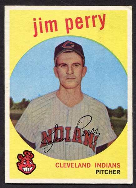 1959 Topps #542 Jim Perry Rookie Card Ex Centered