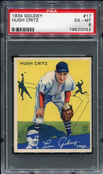 1934 Goudey #17 Hugh Critz New York Giants PSA 6