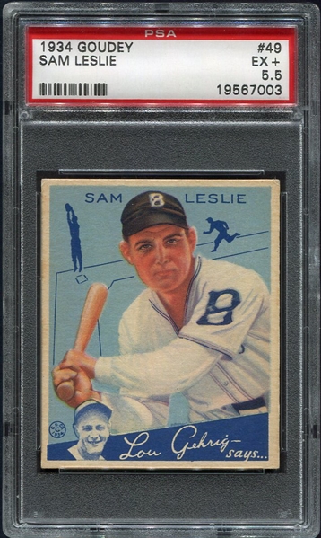 1934 Goudey #49 Sam Leslie Brooklyn Dodgers PSA 5.5