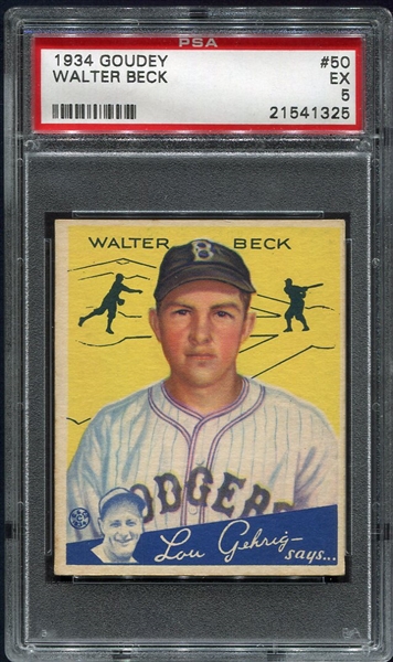 1934 Goudey #50 Walter Beck Brooklyn Dodgers PSA 5