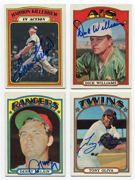 1972 Topps Baseball Lot of 4 Autographed 2 HOFers