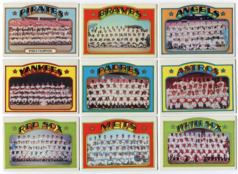1972 Topps Team Cards Lot of 13 Different Ex - Nrmt 