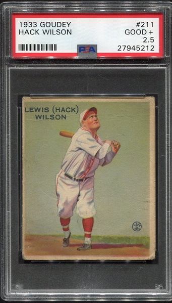 1933 Goudey #211 Hack Wilson Brooklyn Dodgers PSA 2.5