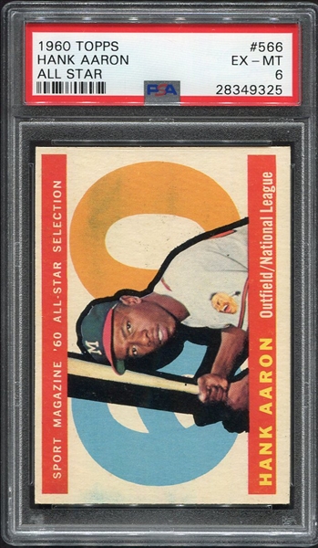 1960 Topps #566 Hank Aaron All-Star PSA 6