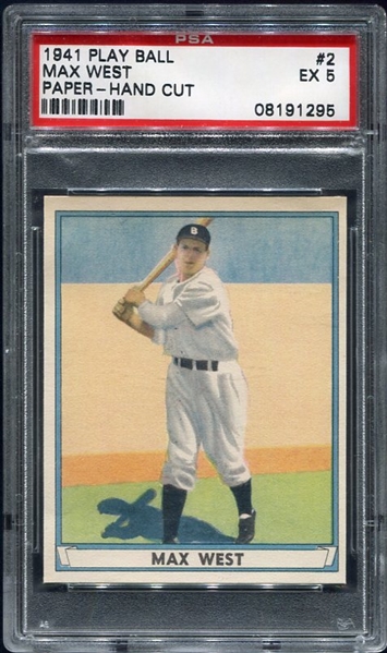 1941 Play Ball #2 Max West Boston Bees Paper Stock PSA 5