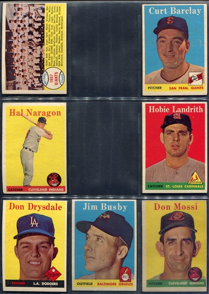 1958 Topps Partial Set of 185 Different Mostly Ex/Exmt