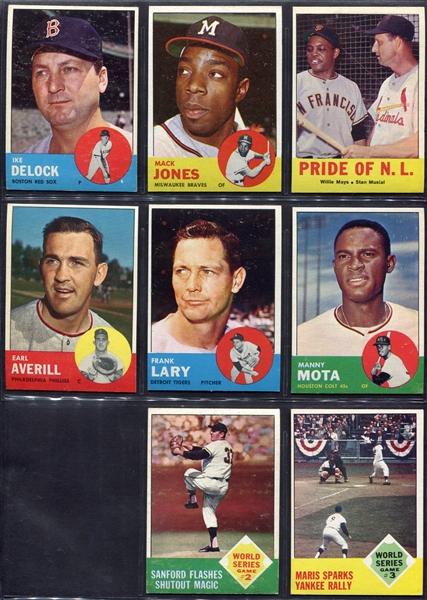 1963 Topps Partial set of 377 Different Mostly Exmt - Nrmt 