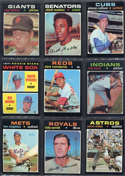 1971 Topps Lot of 145 Different Mostly Nrmt