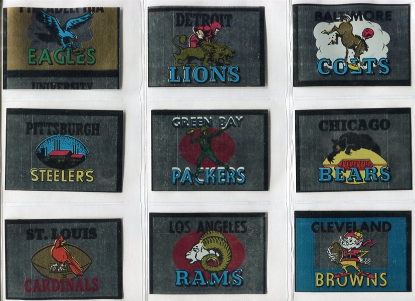 1960 Topps Football Metallic Sticker Inserts Complete Set of 33