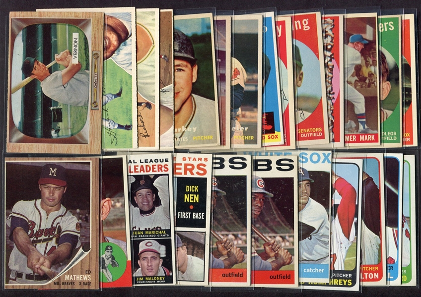 1952-1970 Topps Lot of 85 Mostly Different w/HOFers