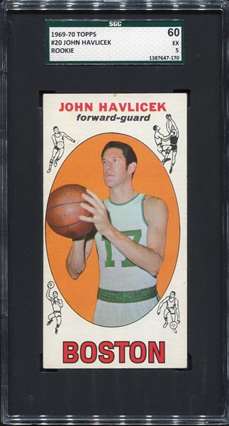 1969-70 Topps Basketball #20 John Havlicek Rookie Card SGC 60