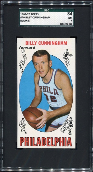 1969-70 Topps Basketball #40 Billy Cunningham Rookie Card SGC 84