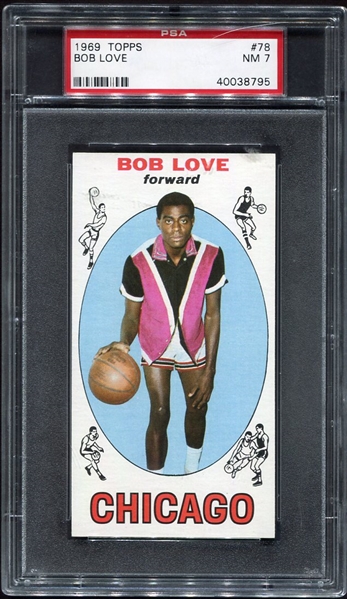 1969-70 Topps Basketball #78 Bob Love Rookie Card PSA 7