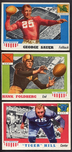 1955 Topps All-American Football Lot of 3 Different 