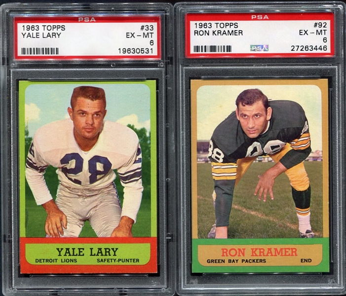 1963 Topps Football Pair of PSA 6s Yale Lary & Ron Kramer