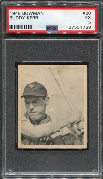 1948 Bowman #20 Buddy Kerr New York Giants SP PSA 5