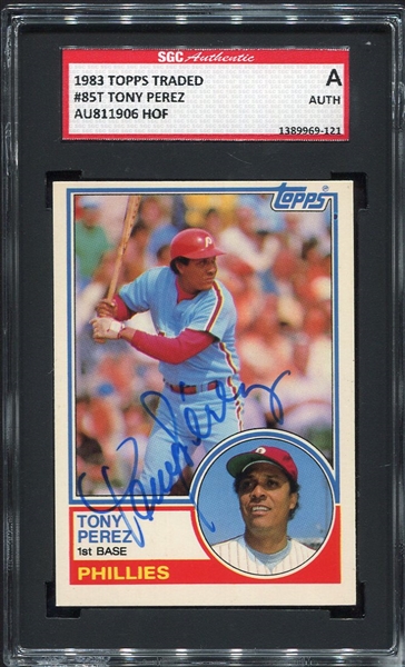 1983 Topps Traded #85T Tony Perez Autographed SGC AUTH
