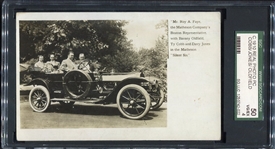 C. 1910 Ty Cobb Barney Oldfield Matheson Silent Six Postcard SGC 50 Highest Grade
