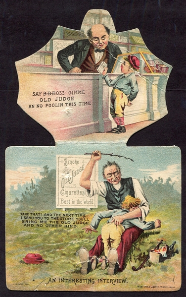 N173 Old Judge Metamorphic Trade Card Ad Piece