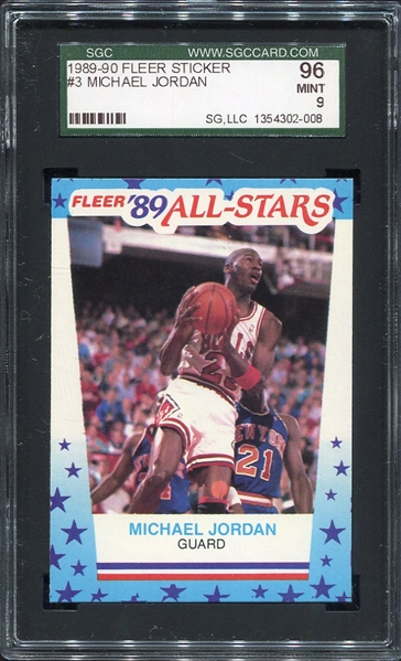 1989-90 Fleer Sticker #3 Michael Jordan SGC 96 Mint
