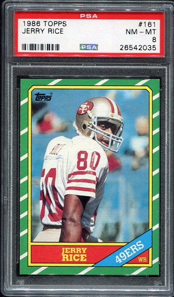 1986 Topps Football #161 Jerry Rice Rookie Card PSA 8