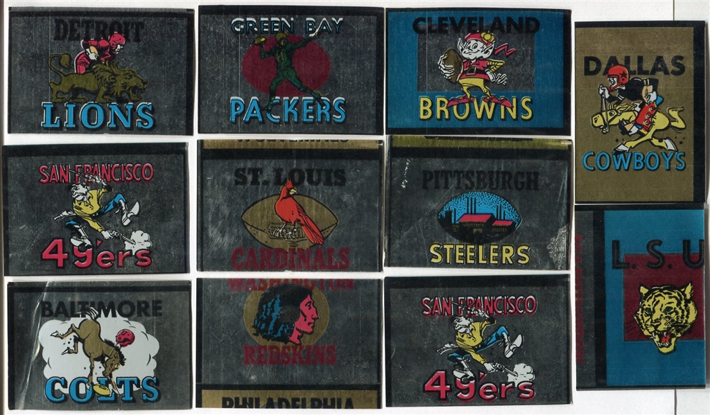 1960 Topps Football Metallic Sticker Inserts Partial Set of 20 Diff. Plus 11 Dupes