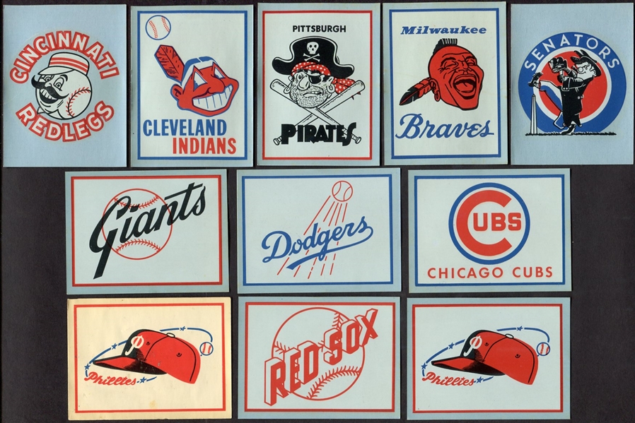 1960-61 Fleer Team Logo Decals Lot of 11 Different Plus 6 Dupes