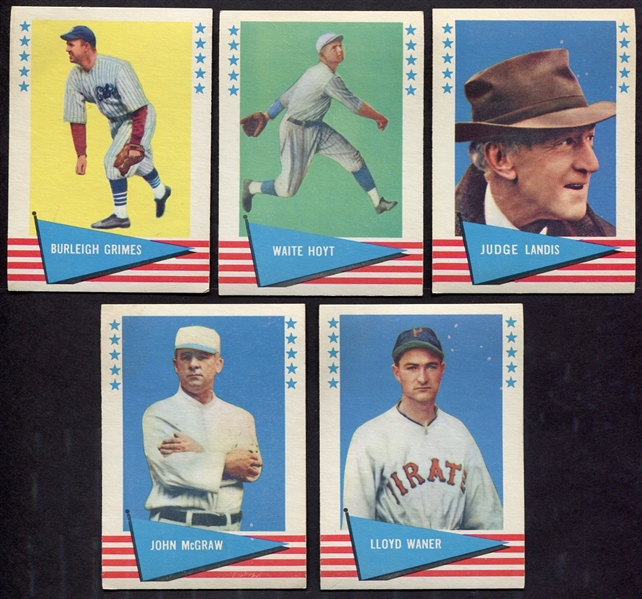 1961 Fleer Baseball Greats Lot of 5 Different