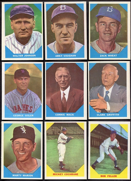 1960 Fleer Baseball Greats Partial Set of 43 Different Exmt/Nrmt w/Cobb & Gehrig