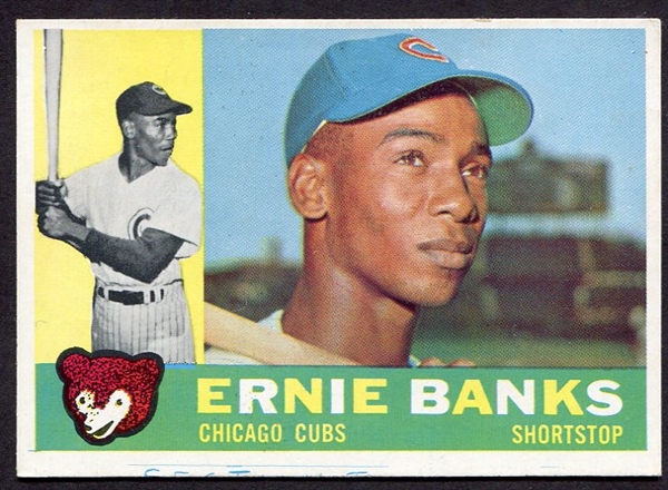 1960 Topps #10 Ernie Banks Sheet Margin Imprint Card 