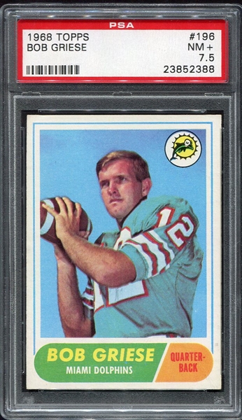 1968 Topps Football #196 Bob Greise Rookie PSA 7.5