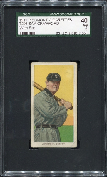 T206 Sam Crawford With Bat and Slight Color Shift SGC 40