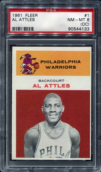 1961 Fleer Basketball #1 Al Attles Rookie Card PSA 8 OC
