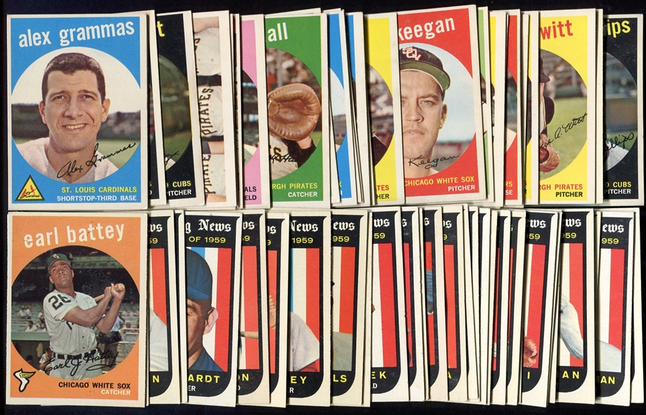 1959 Topps Lot of 286 Different With Stars and High-Numbers All Ex+/-