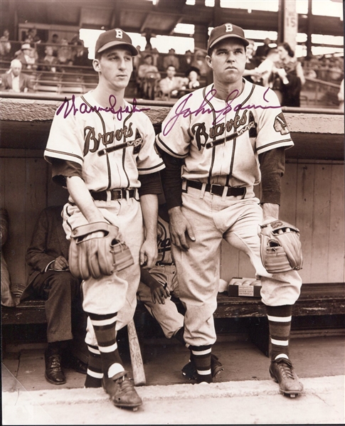 Warren Spahn and Johnny Sain Autographed 8 x 10
