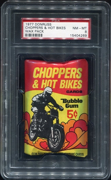 1977 Donruss Choppers & Hot Bikes Unopened Wax Pack PSA 8