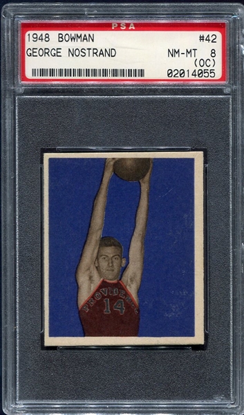 1948 Bowman Basketball #42 George Nostrand PSA 8 OC