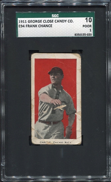 E94 Frank Chance Red Background SGC 10