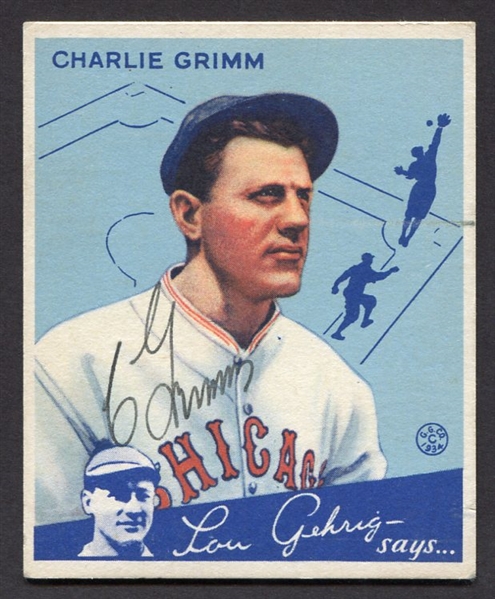 1934 Goudey #3 Charlie Grimm Chicago Cubs Autographed