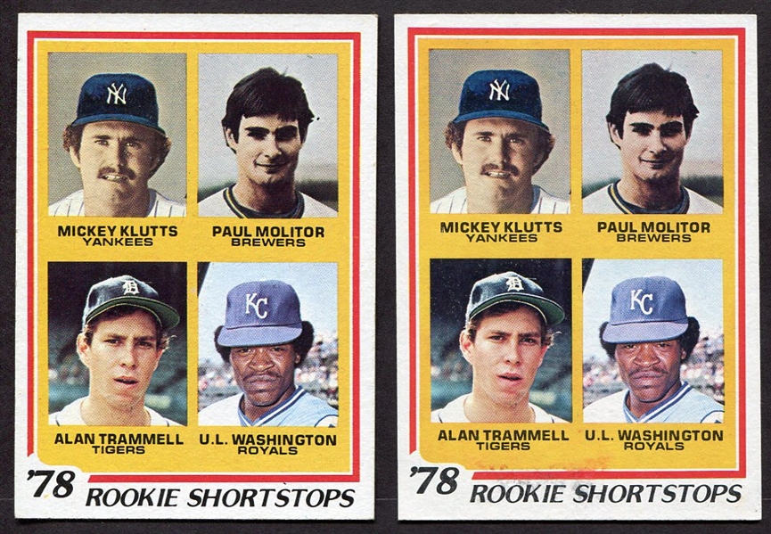 1978 Topps #707 Molitor/Trammell Rookie Card Pair of Exmt Cards