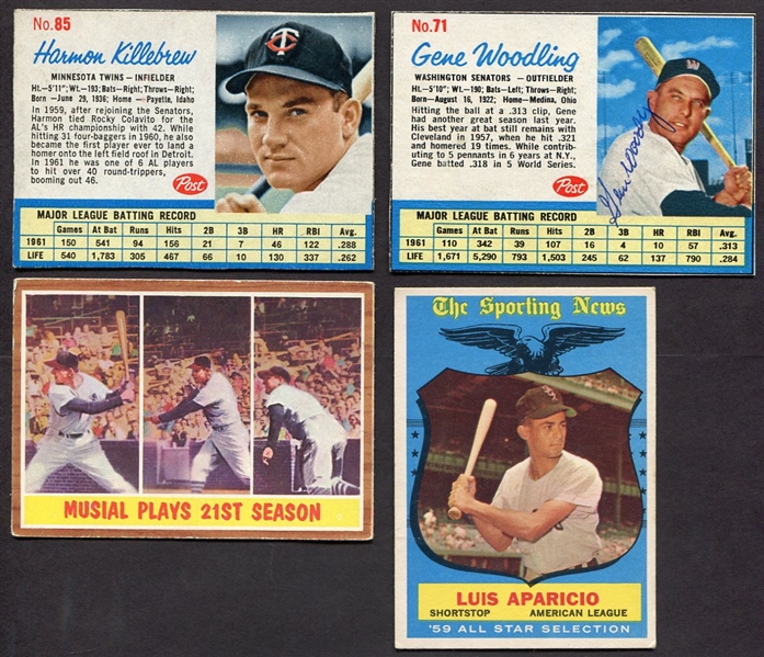 1959-1962 Topps & Post Cereal Lot of 4