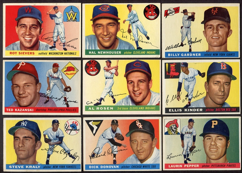 1955 Topps Lot of 9 Different EX+/-