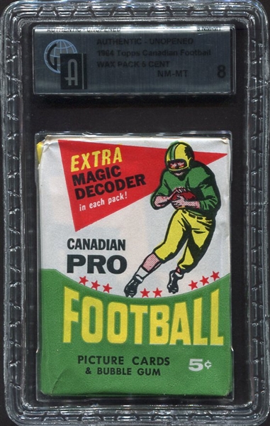 1964 Topps CFL Unopened 5 Cent Wax Pack GAI 8